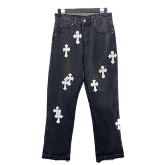 Chrome-Heart-Cross-Stitched-Jeans-Lather