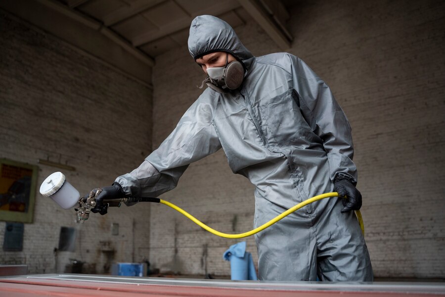 low-angle-worker-spraying-powder-paint-from-gun_23-2149878754