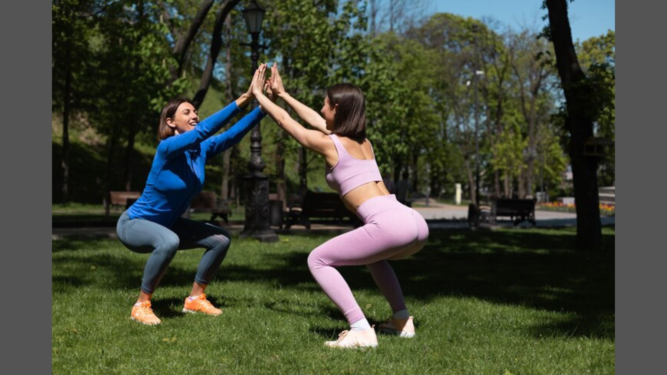 Two women exercising outdoors, feeling energized after IV therapy in Tampa.