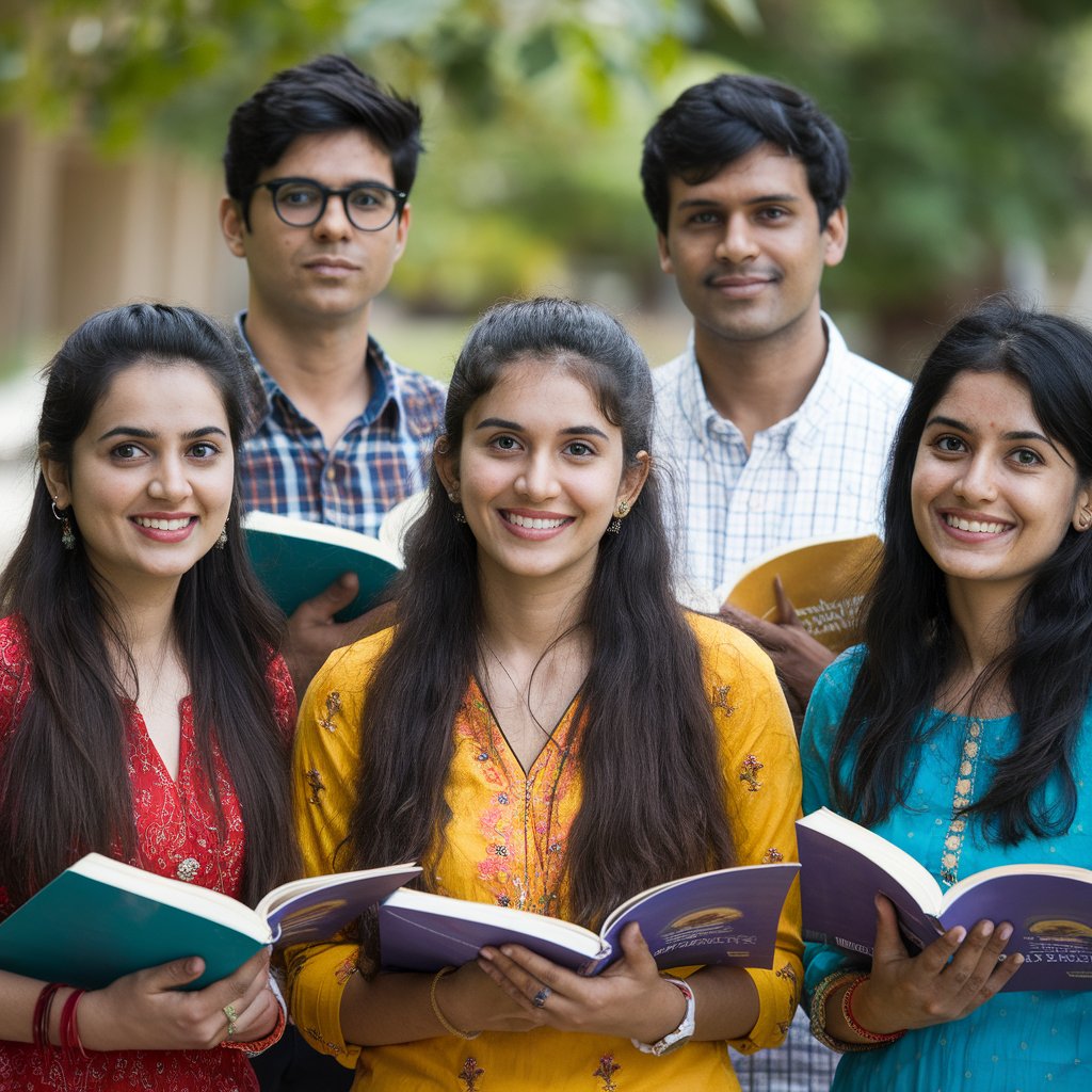 a-medium-shot-of-five-indian-students-with-books-i-B03UpUxSSTC0uHZT2kSDiQ-IyMgrovjRIaxcULekBpTRA