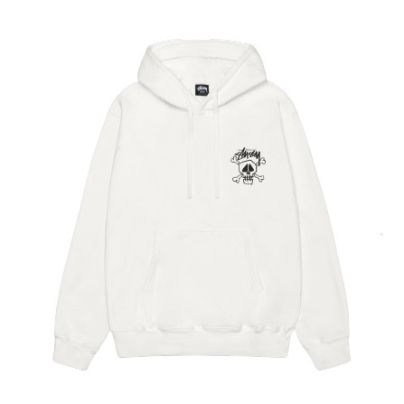 Skull & Bones Hoodie Pigment Dyed White.